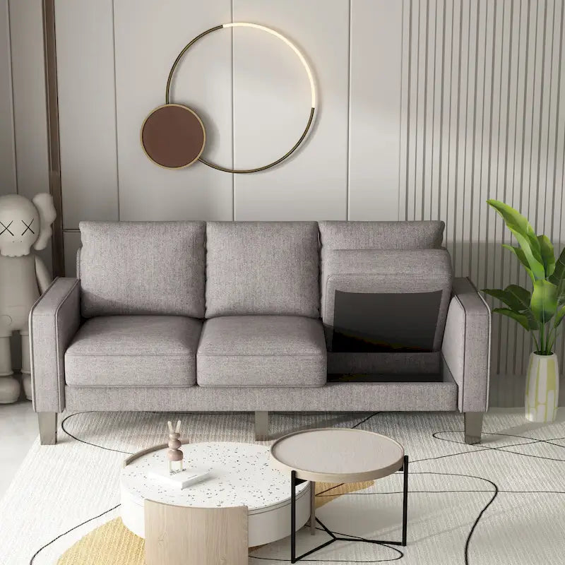 Canapé 2+3 en Tissu Beige pour Salon Moderne
