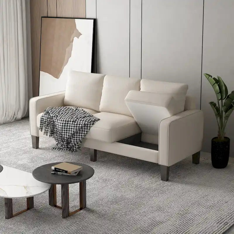 Canapé 2+3 en Tissu Beige pour Salon Moderne