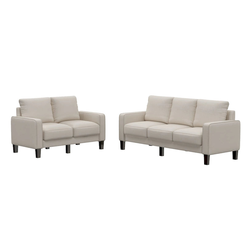 Canapé 2+3 en Tissu Beige pour Salon Moderne