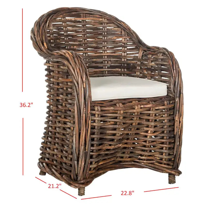 Fauteuil de club en rotin naturel - 27,5 x 27,5 x 35,5 - 28Lx28Px36H