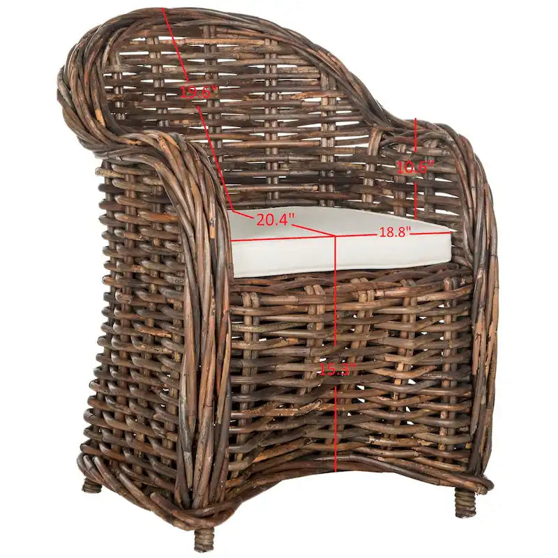 Fauteuil de club en rotin naturel - 27,5 x 27,5 x 35,5 - 28Lx28Px36H