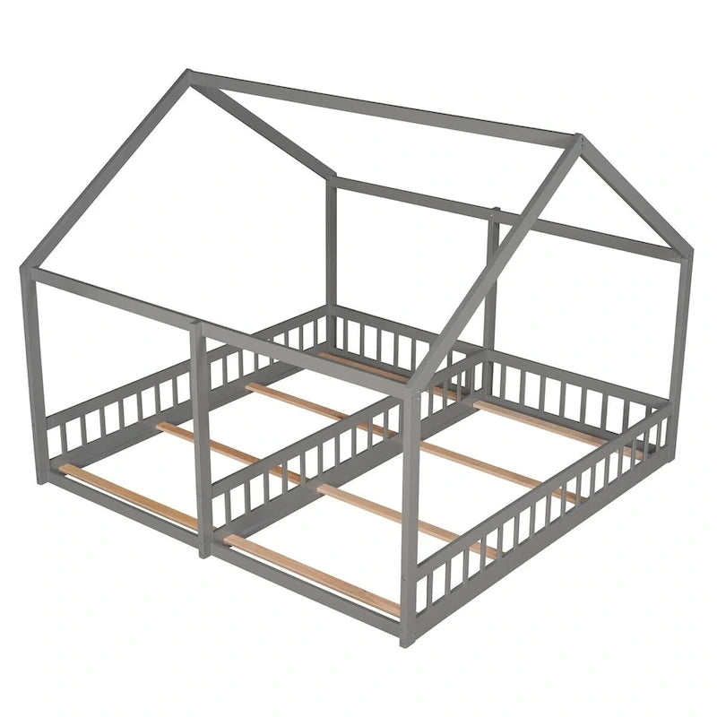 Lits plateformes de maison de taille double, Deux lits partagés