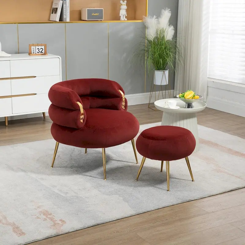 Fauteuil d'appoint moderne avec accoudoirs, capitonné, avec cadre en métal – 29,13 x 27,95 x 28,35