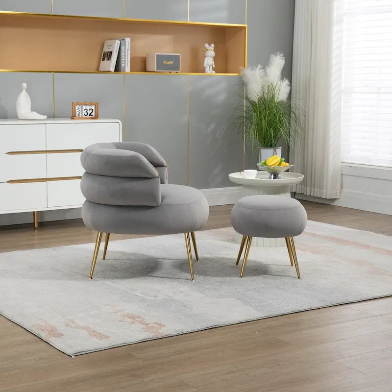 Fauteuil d'appoint moderne avec accoudoirs, capitonné, avec cadre en métal – 29,13 x 27,95 x 28,35