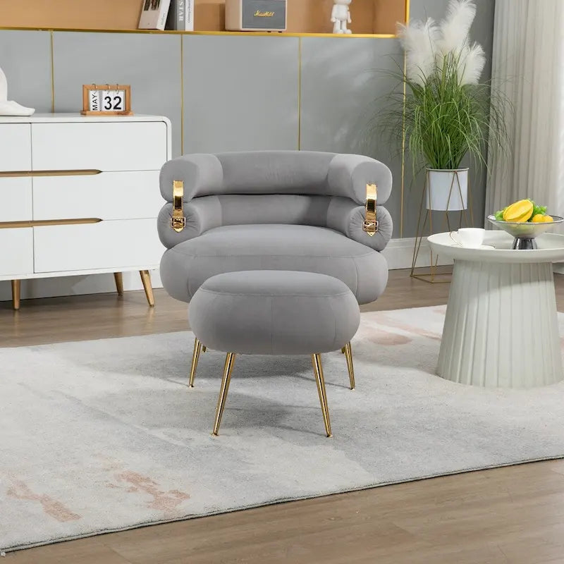 Fauteuil d'appoint moderne avec accoudoirs, capitonné, avec cadre en métal – 29,13 x 27,95 x 28,35