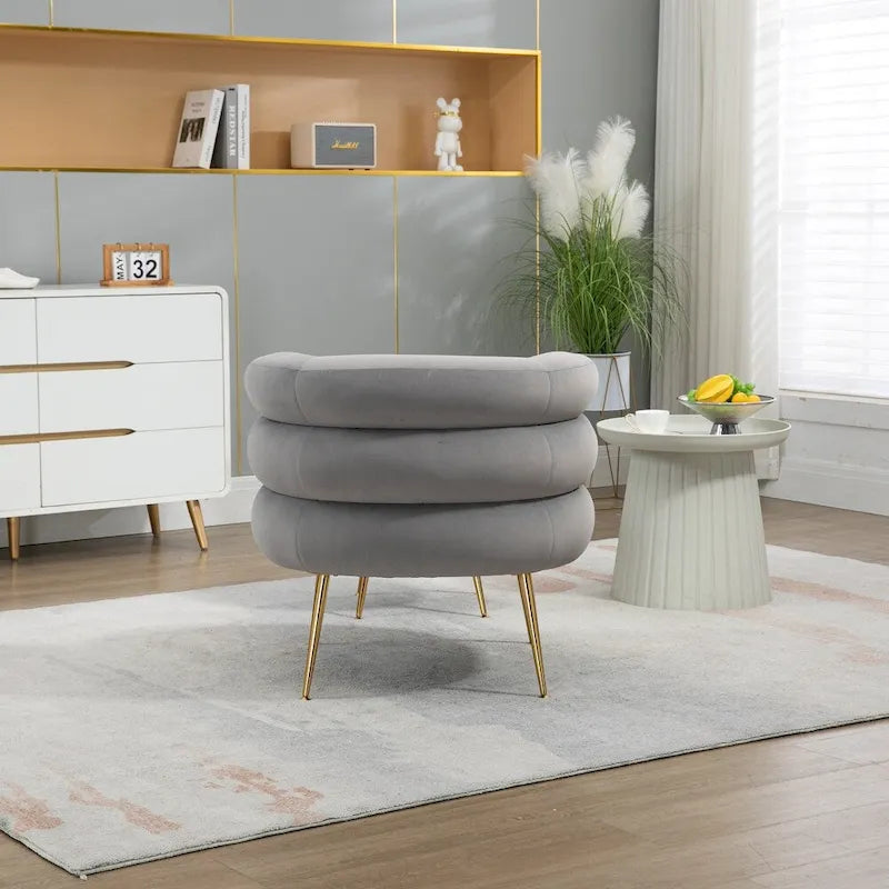 Fauteuil d'appoint moderne avec accoudoirs, capitonné, avec cadre en métal – 29,13 x 27,95 x 28,35