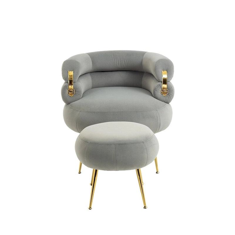 Fauteuil d'appoint moderne avec accoudoirs, capitonné, avec cadre en métal – 29,13 x 27,95 x 28,35