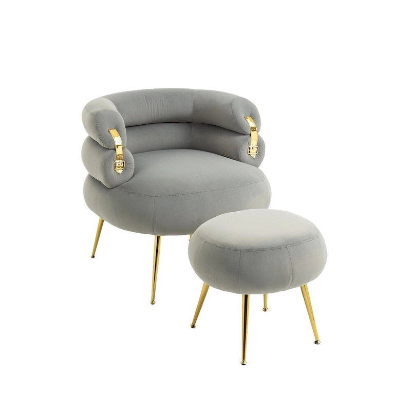 Fauteuil d'appoint moderne avec accoudoirs, capitonné, avec cadre en métal – 29,13 x 27,95 x 28,35
