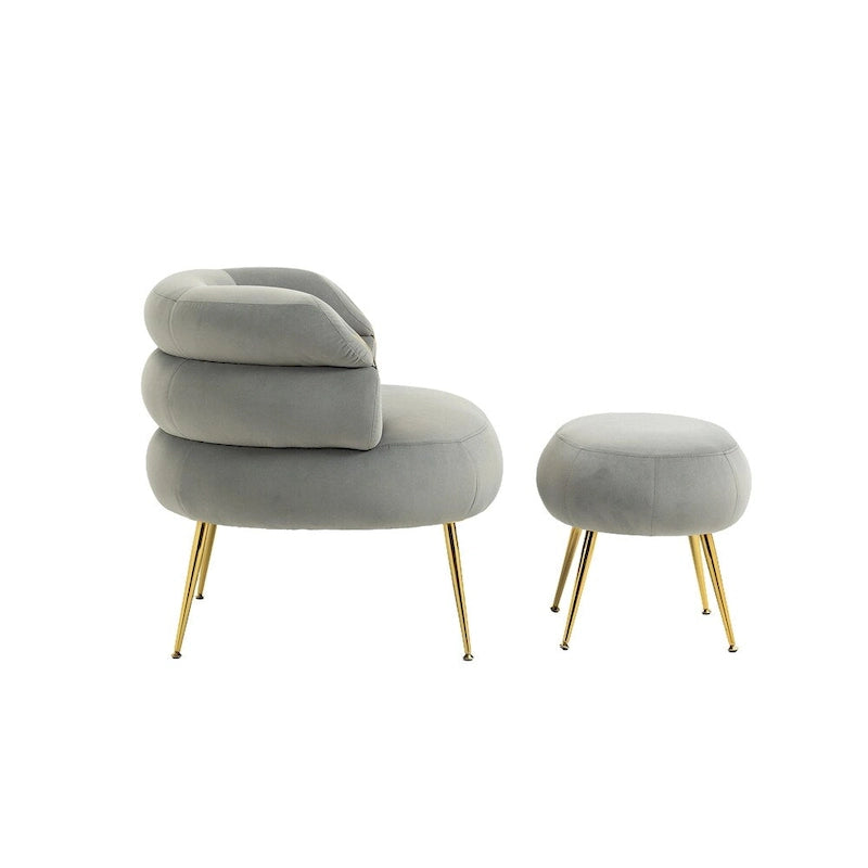 Fauteuil d'appoint moderne avec accoudoirs, capitonné, avec cadre en métal – 29,13 x 27,95 x 28,35
