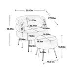 Fauteuil d'appoint moderne avec accoudoirs, capitonné, avec cadre en métal – 29,13 x 27,95 x 28,35