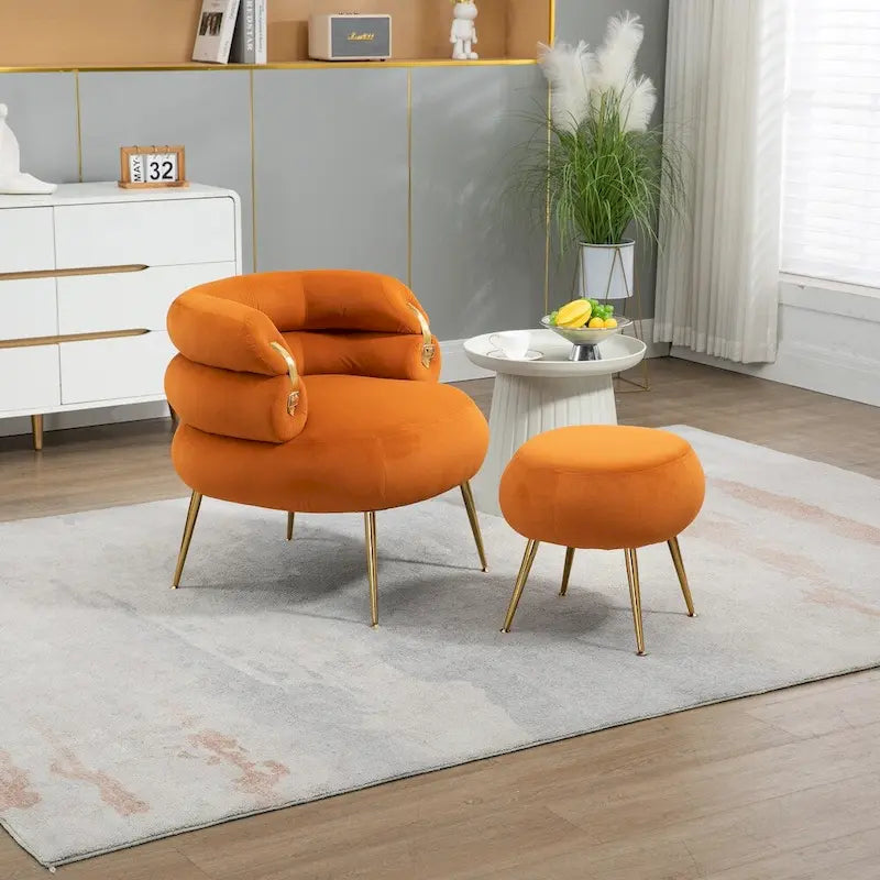 Fauteuil d'appoint moderne avec accoudoirs, capitonné, avec cadre en métal – 29,13 x 27,95 x 28,35