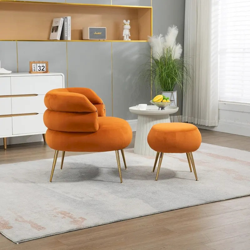 Fauteuil d'appoint moderne avec accoudoirs, capitonné, avec cadre en métal – 29,13 x 27,95 x 28,35