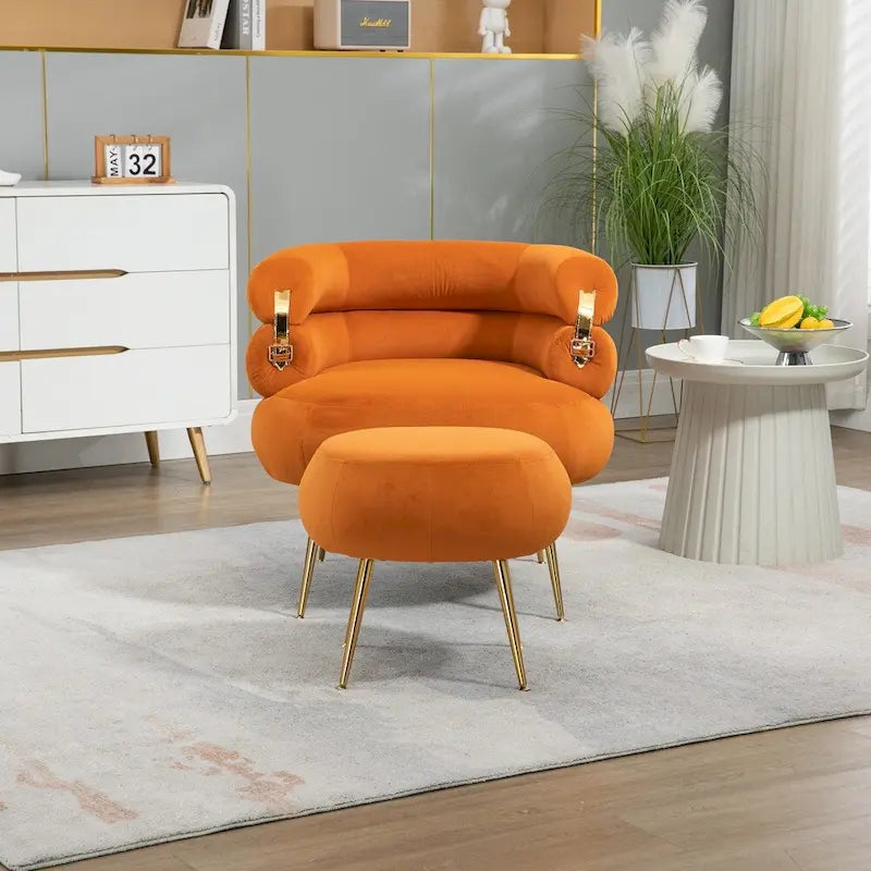 Fauteuil d'appoint moderne avec accoudoirs, capitonné, avec cadre en métal – 29,13 x 27,95 x 28,35