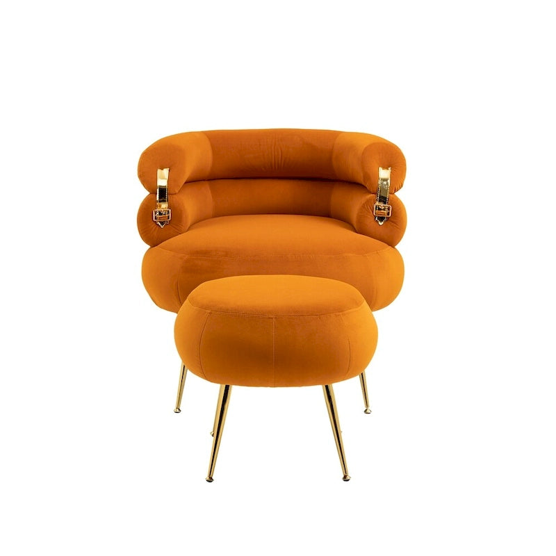 Fauteuil d'appoint moderne avec accoudoirs, capitonné, avec cadre en métal – 29,13 x 27,95 x 28,35