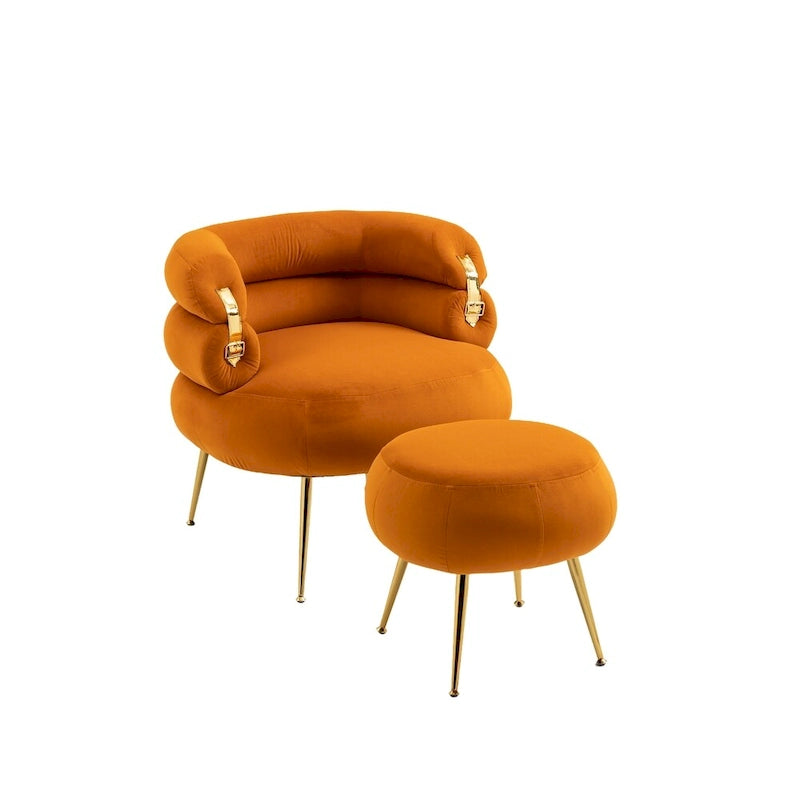 Fauteuil d'appoint moderne avec accoudoirs, capitonné, avec cadre en métal – 29,13 x 27,95 x 28,35