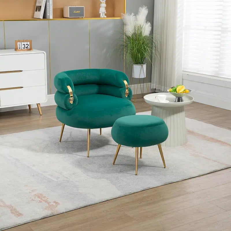 Fauteuil d'appoint moderne avec accoudoirs, capitonné, avec cadre en métal – 29,13 x 27,95 x 28,35