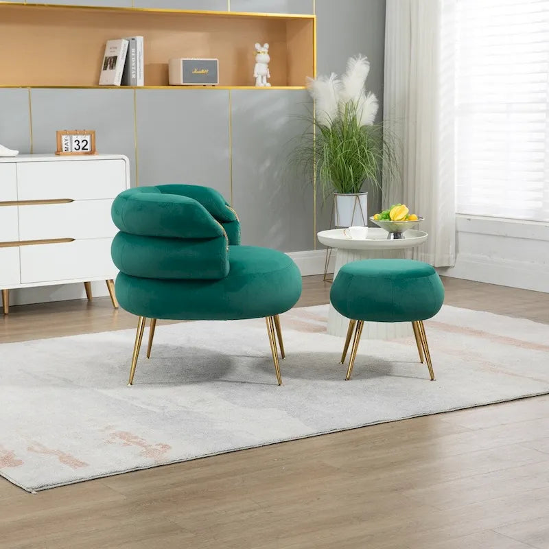 Fauteuil d'appoint moderne avec accoudoirs, capitonné, avec cadre en métal – 29,13 x 27,95 x 28,35
