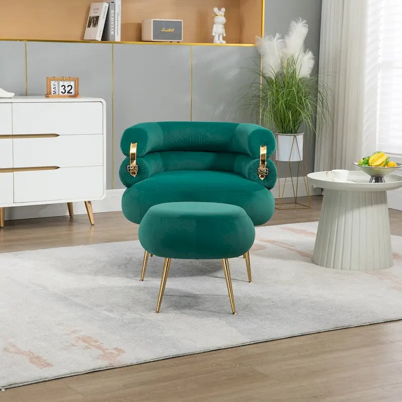 Fauteuil d'appoint moderne avec accoudoirs, capitonné, avec cadre en métal – 29,13 x 27,95 x 28,35