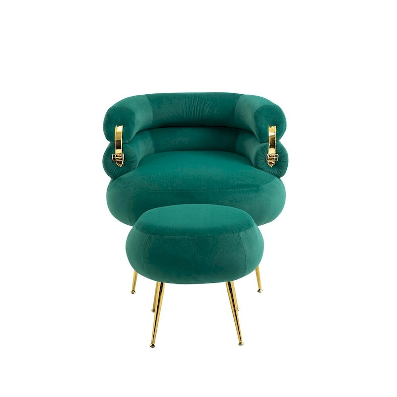 Fauteuil d'appoint moderne avec accoudoirs, capitonné, avec cadre en métal – 29,13 x 27,95 x 28,35