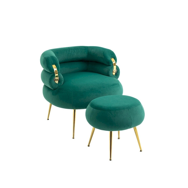 Fauteuil d'appoint moderne avec accoudoirs, capitonné, avec cadre en métal – 29,13 x 27,95 x 28,35
