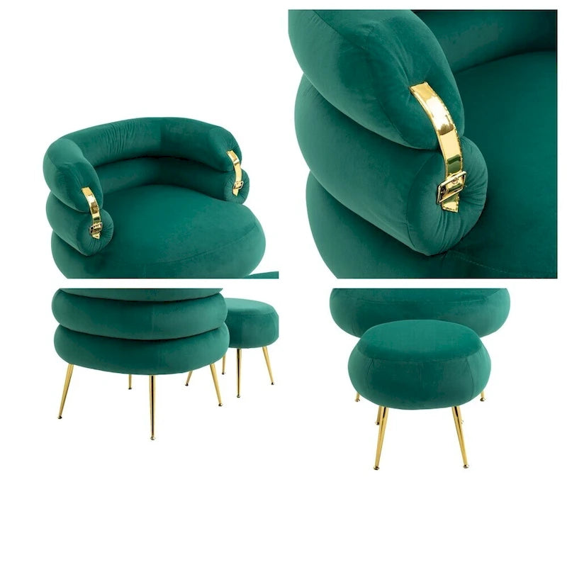 Fauteuil d'appoint moderne avec accoudoirs, capitonné, avec cadre en métal – 29,13 x 27,95 x 28,35