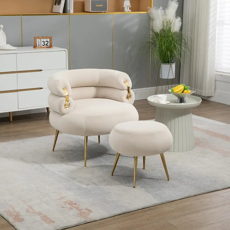 Fauteuil d'appoint moderne avec accoudoirs, capitonné, avec cadre en métal – 29,13 x 27,95 x 28,35
