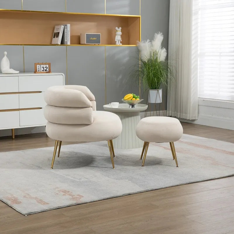 Fauteuil d'appoint moderne avec accoudoirs, capitonné, avec cadre en métal – 29,13 x 27,95 x 28,35