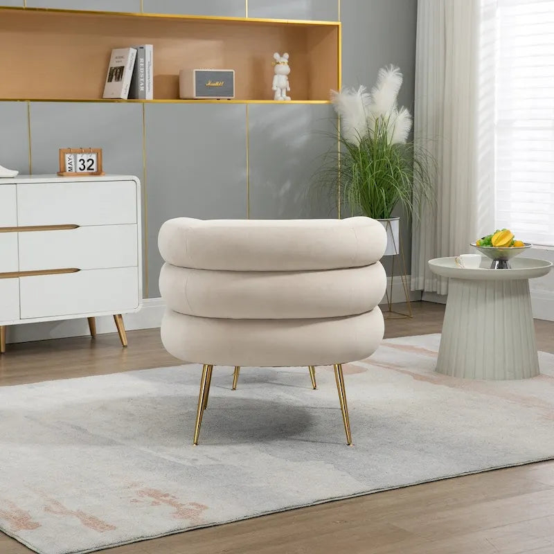 Fauteuil d'appoint moderne avec accoudoirs, capitonné, avec cadre en métal – 29,13 x 27,95 x 28,35