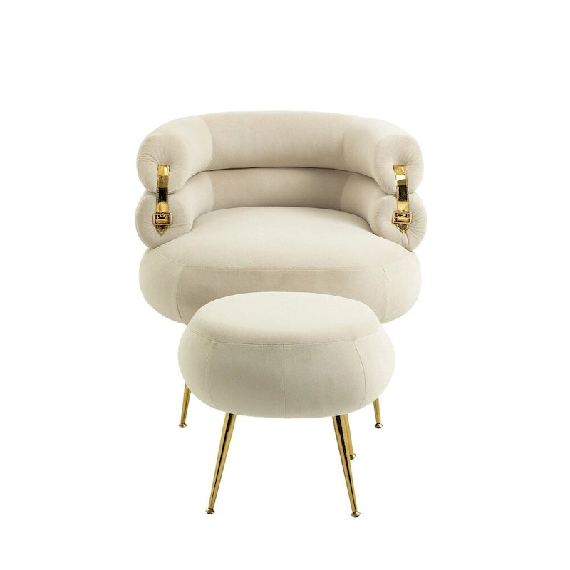 Fauteuil d'appoint moderne avec accoudoirs, capitonné, avec cadre en métal – 29,13 x 27,95 x 28,35