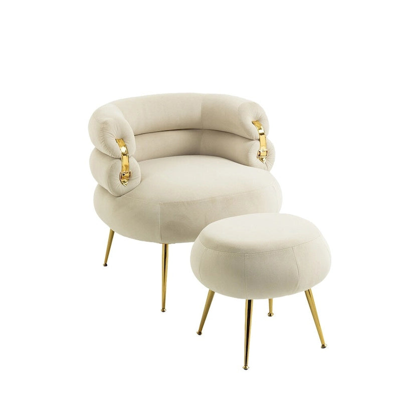 Fauteuil d'appoint moderne avec accoudoirs, capitonné, avec cadre en métal – 29,13 x 27,95 x 28,35