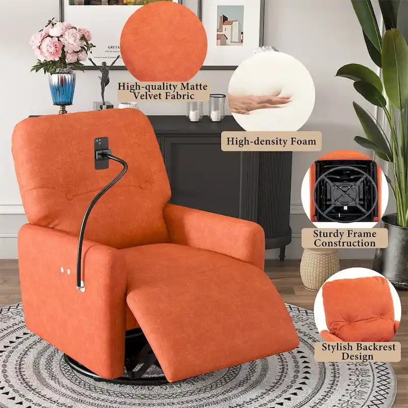 Fauteuil inclinable électrique pivotant à 270 degrés avec support de téléphone