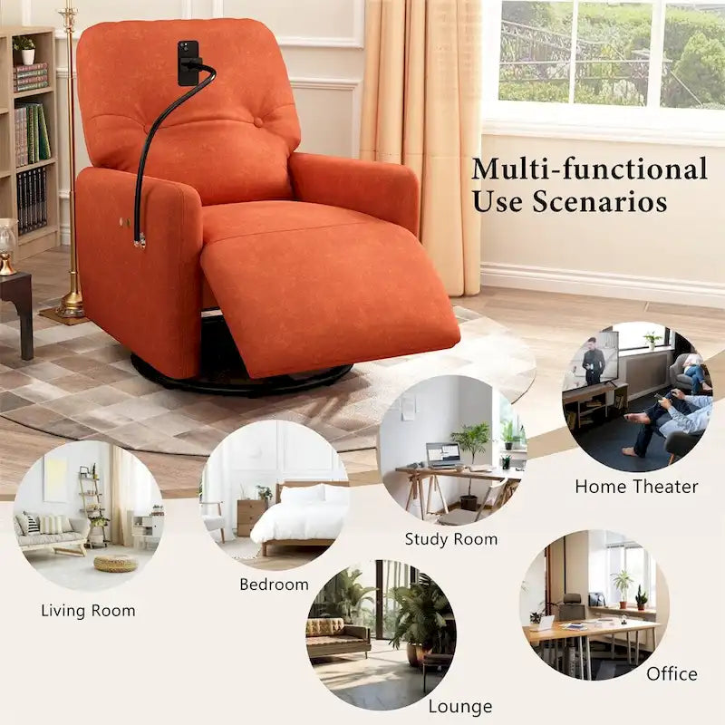 Fauteuil inclinable électrique pivotant à 270 degrés avec support de téléphone