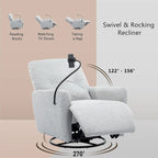 Fauteuil inclinable électrique pivotant à 270 degrés avec support de téléphone