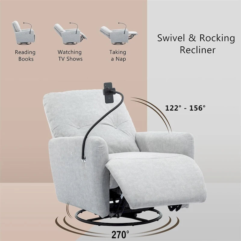 Fauteuil inclinable électrique pivotant à 270 degrés avec support de téléphone