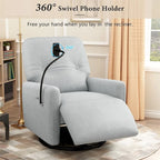 Fauteuil inclinable électrique pivotant à 270 degrés avec support de téléphone