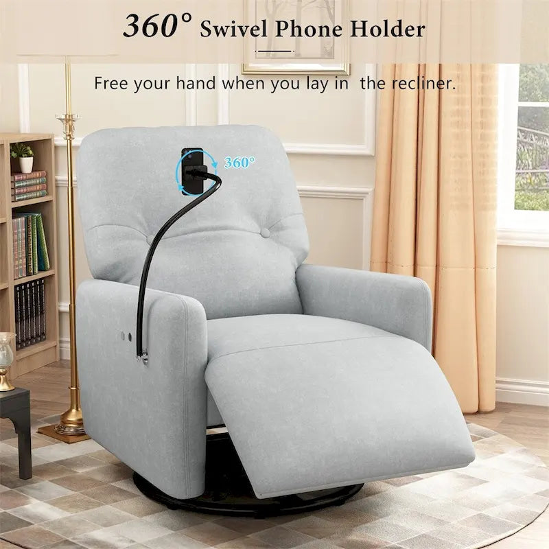 Fauteuil inclinable électrique pivotant à 270 degrés avec support de téléphone