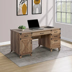 Saint Birch Farmhouse Pedestal Desk in Rustic Oak