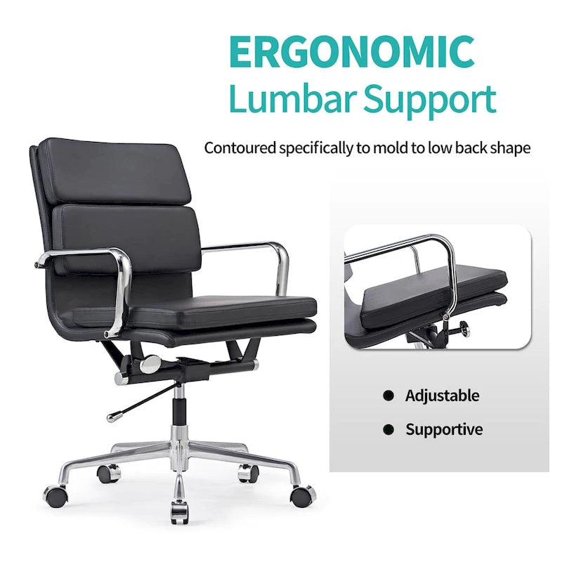 Chaise de Bureau Ergonomique en Cuir PU Réglable avec Coussin Épaissi - N/A