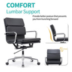 Chaise de Bureau Ergonomique en Cuir PU Réglable avec Coussin Épaissi - N/A