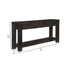 Table basse en bois avec quatre tiroirs et une étagère, noir vieilli