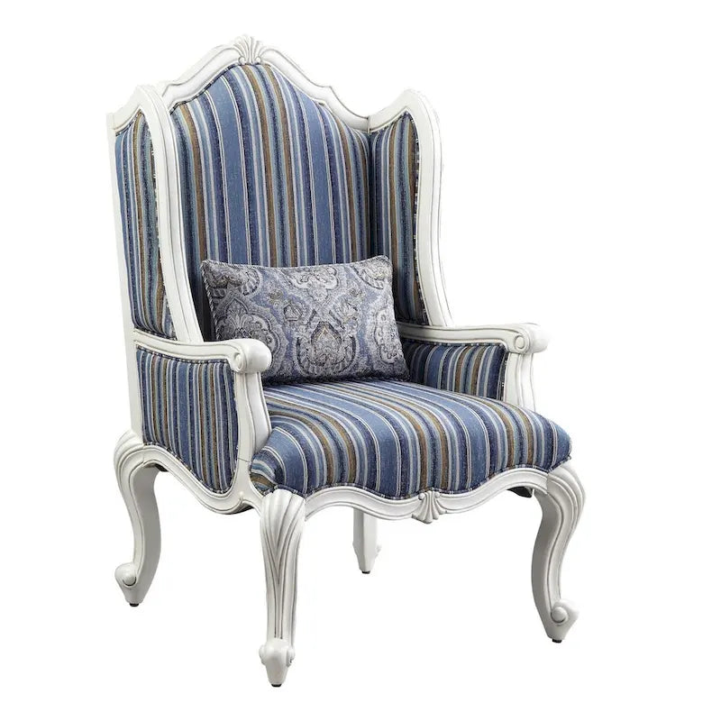 Chair with Wingback and Resin Queen Anne Legs, Blue