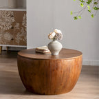 31.50Table Basse Vintage en Forme de Seau avec Fonction de Rangement, pour Bureau, Salle à Manger et Salon, Marron