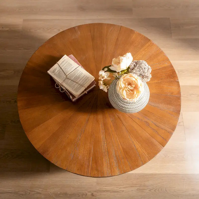 31.50Table Basse Vintage en Forme de Seau avec Fonction de Rangement, pour Bureau, Salle à Manger et Salon, Marron