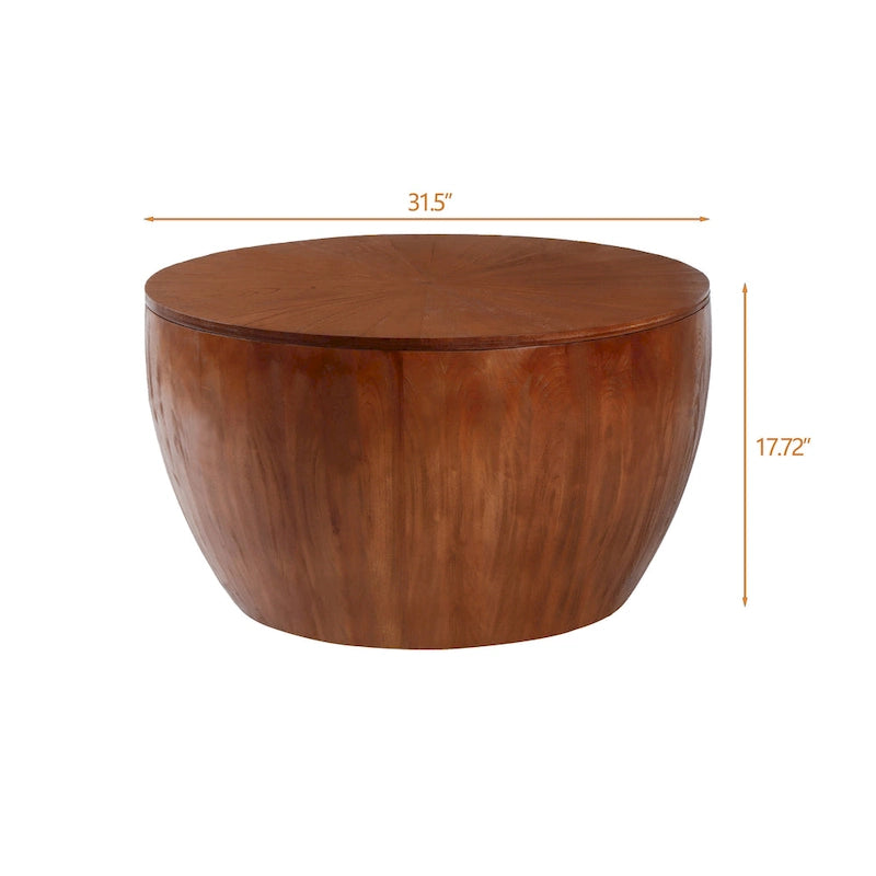 31.50Table Basse Vintage en Forme de Seau avec Fonction de Rangement, pour Bureau, Salle à Manger et Salon, Marron