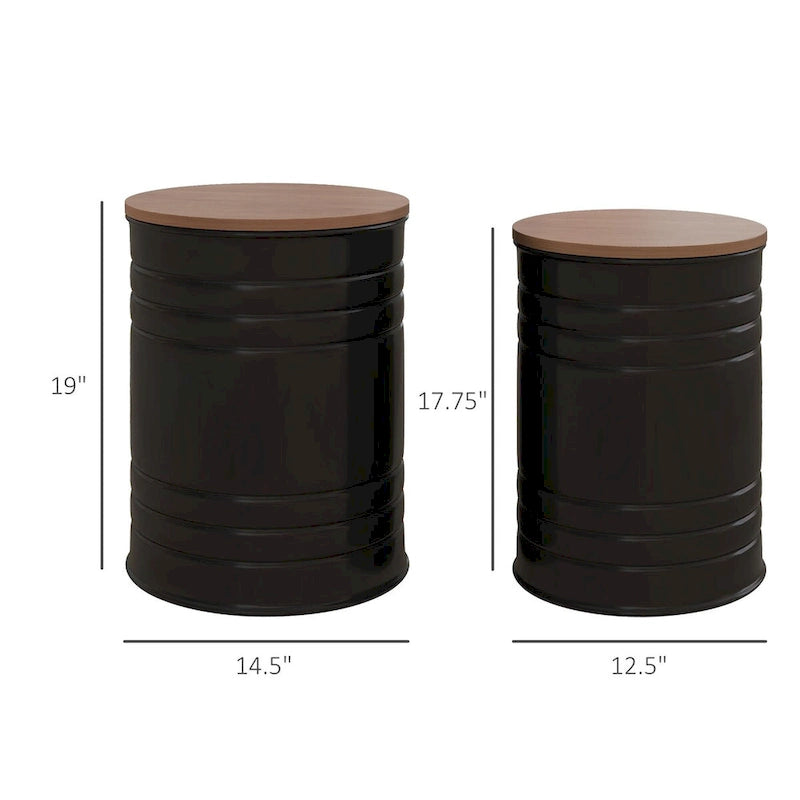 Ensemble de 2 poufs de rangement gigognes avec couvercles, espace de rangement dissimulé