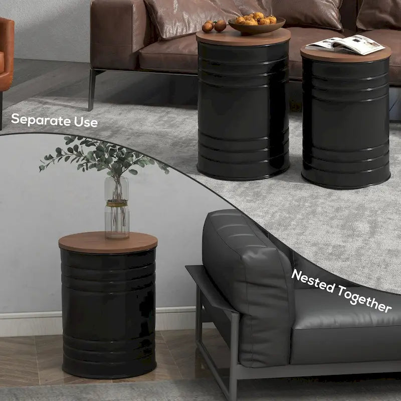 Ensemble de 2 poufs de rangement gigognes avec couvercles, espace de rangement dissimulé