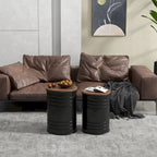 Ensemble de 2 poufs de rangement gigognes avec couvercles, espace de rangement dissimulé