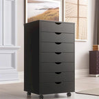 Mobile Wood Storage Cabinets with Wheels and 7 Drawer