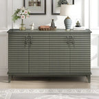 Bahut avec 4 portes, grand buffet de rangement avec étagères réglables et poignées en métal pour cuisine, salon, salle à manger