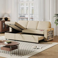 Canapé-lit convertible avec méridienne de rangement et port USB, canapé d'angle, beige